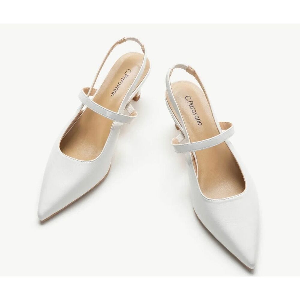 C.Paravano Pointed Toe Kitten heel Slingbacks Size 6
